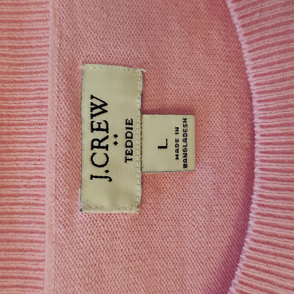 J. Crew Teddie Pink Pullover Sweater with Red Heart Design - Picture 2 of 3